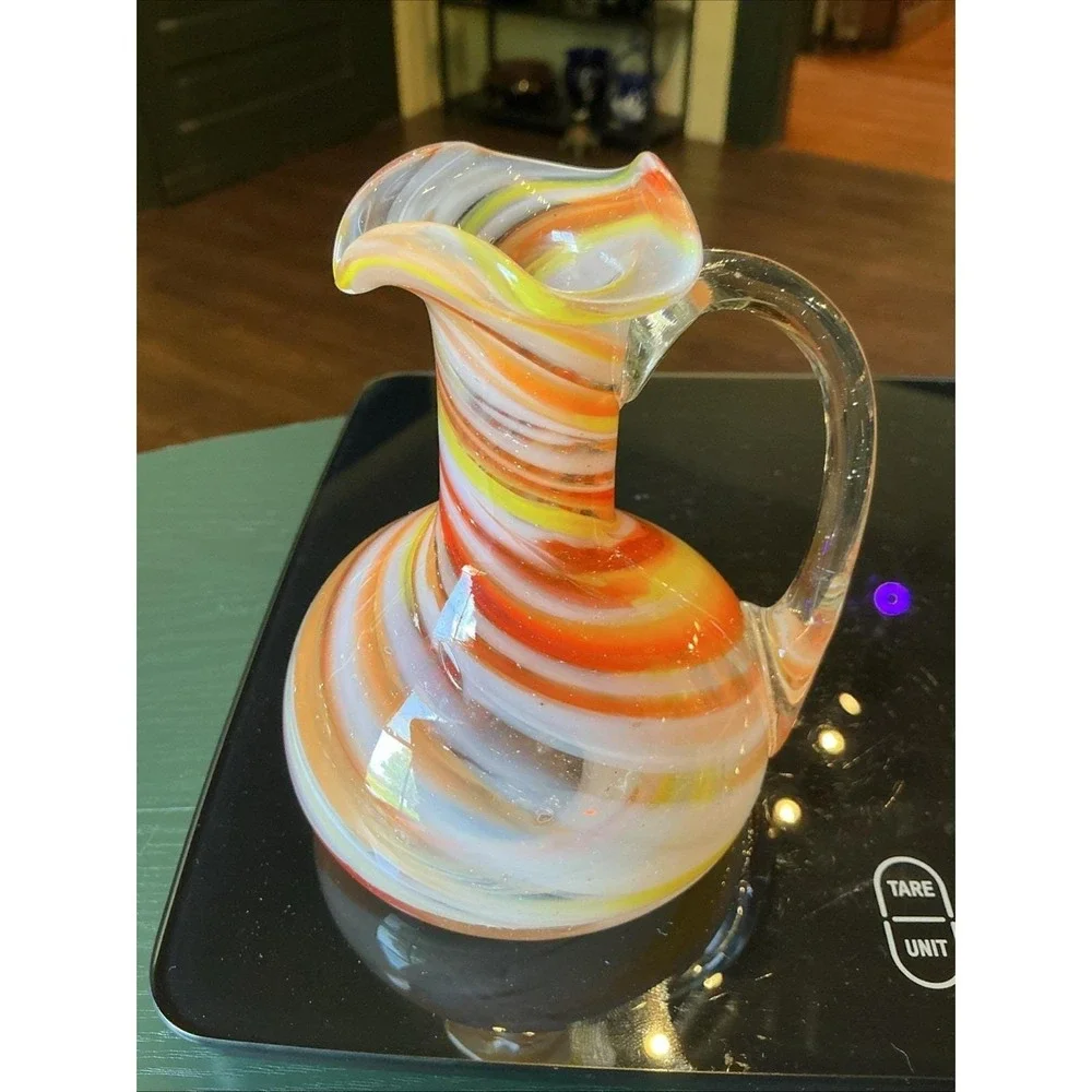 VTG MCM Retro Hand Blown Multi‎ Swirl Glass 4.75